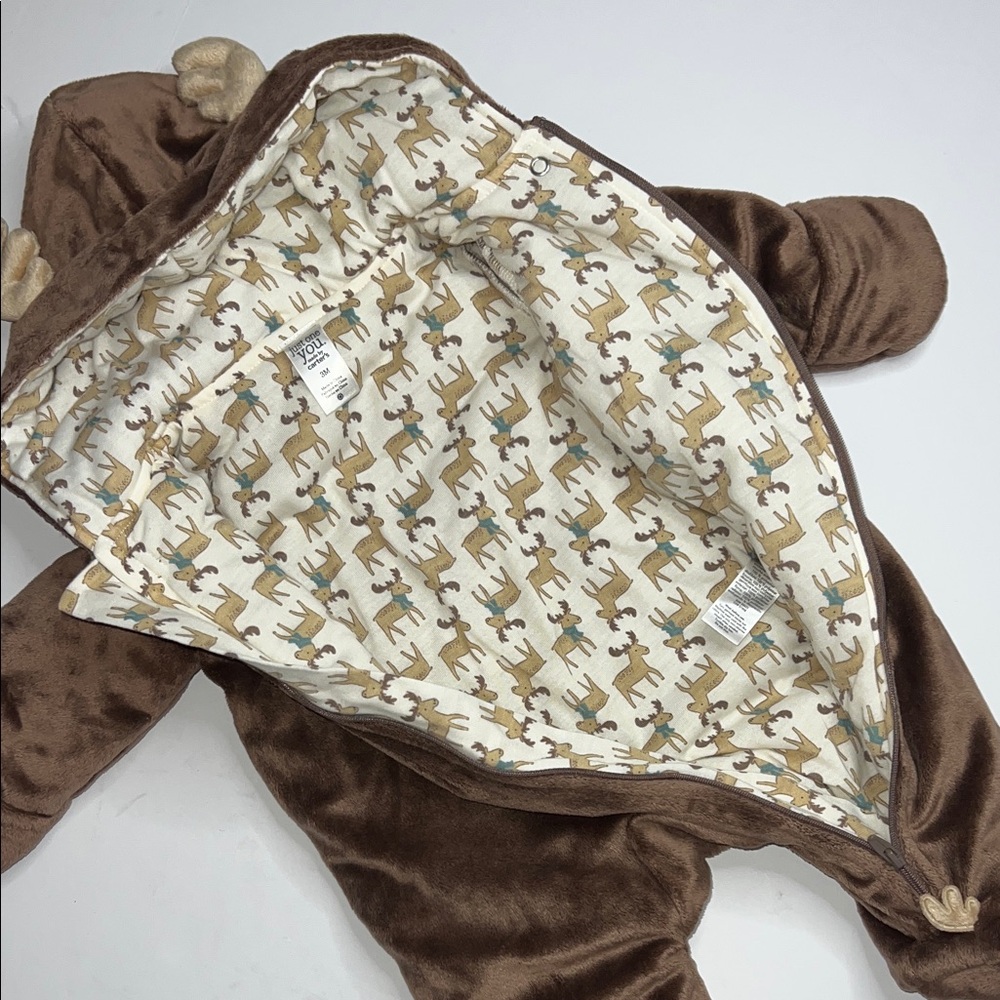 Carter's Brown Plush Baby Footie Baby size 3M - Picture 6 of 8